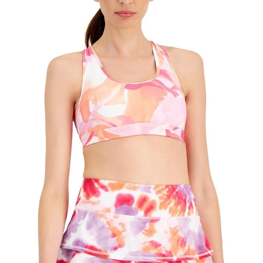 Ideology Pink and Orange Sports Bra Racerback Medium Support - Picture 2 of 4